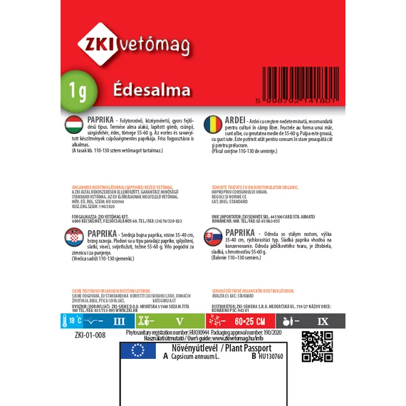ZKI Paprika Édesalma 1 g hátlap